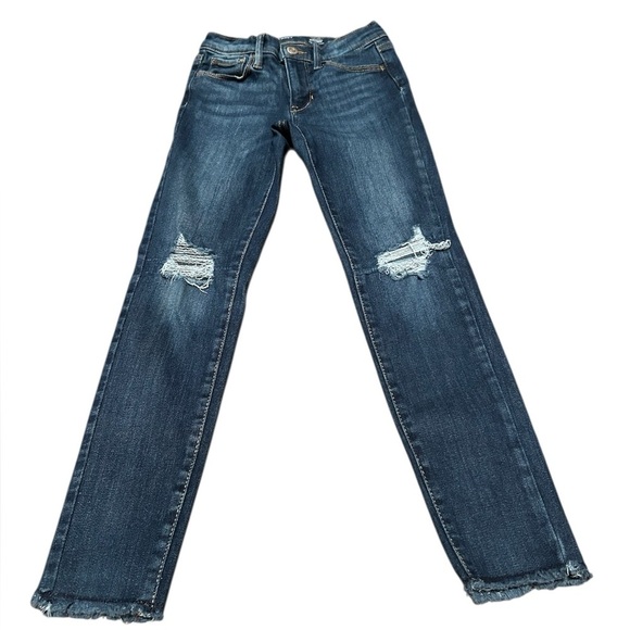 Old Navy Other - Old Navy Rockstar Skinny Jeans Distressed Knee Raw Hem Stretch Denim Size 8